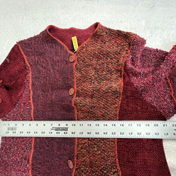 Staley Gretzinger Women Patchwork Cardigan Jacket Purple Textured Art to Wear XL - Picture 8 of 9